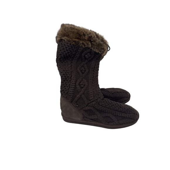 L.L. Bean Womens Cable Knit Faux Fur Lined Slipper Boots Size‎ 11M - Picture 6 of 7